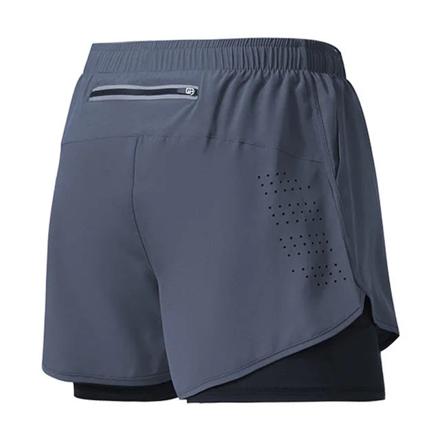 Men’s Quick-Dry 2-in-1 Running Shorts for Gym Training