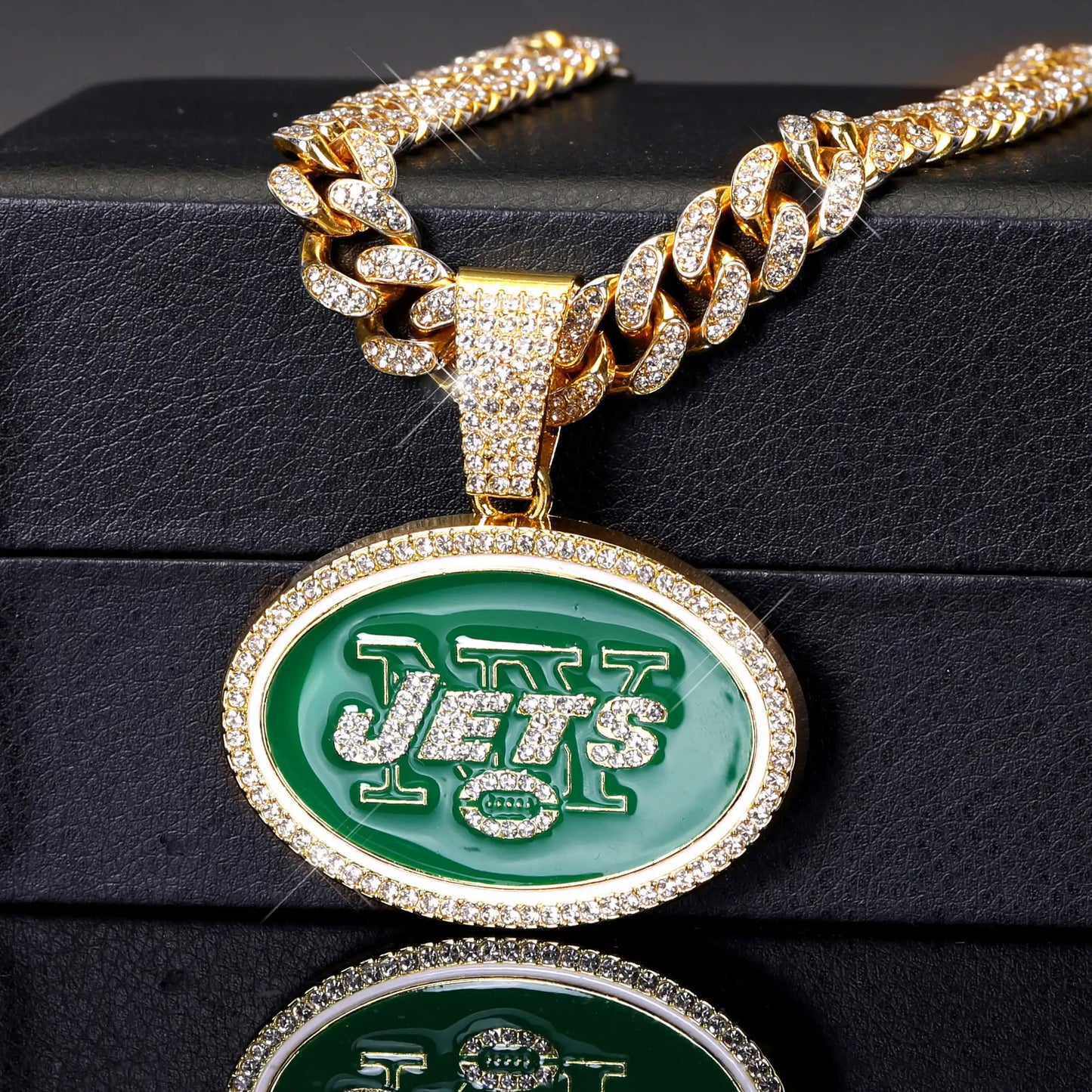 Football Fan Pendant Necklace with Cuban Chain