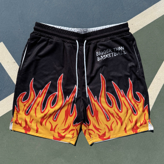 Flame Black Basketball Shorts