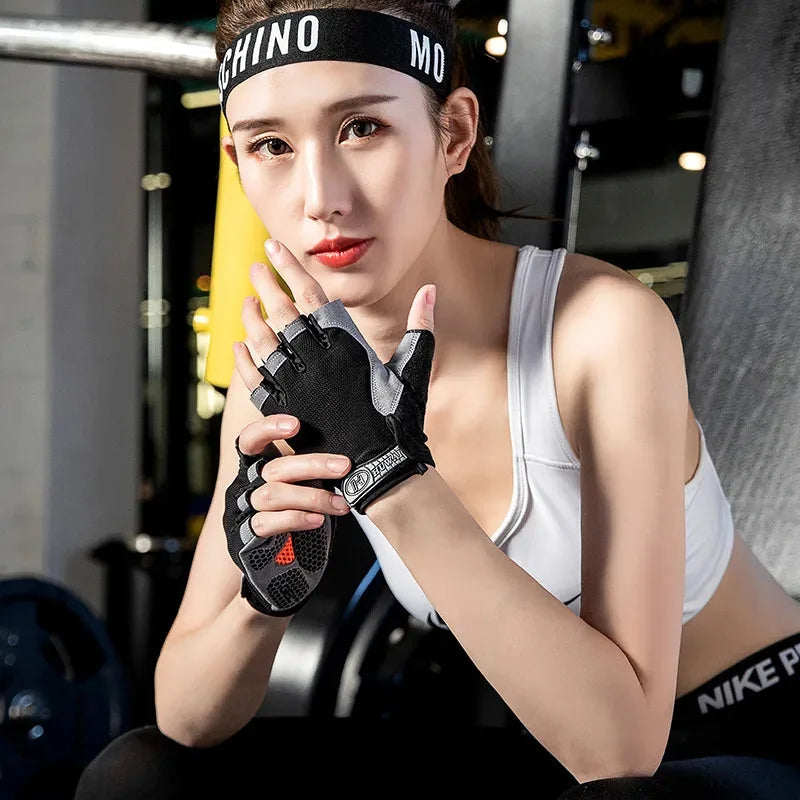 Fingerless Gym Gloves for Weightlifting and Cycling