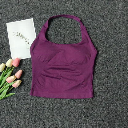 Women’s Open Back Halter Bralette with Removable Pads