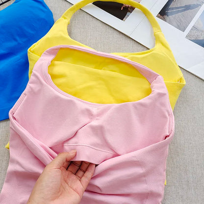 Women’s Open Back Halter Bralette with Removable Pads
