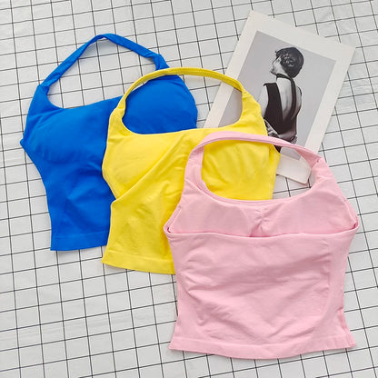 Women’s Open Back Halter Bralette with Removable Pads