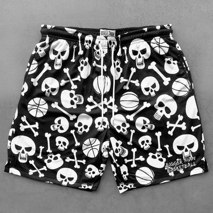 Buckets & Bones Black Basketball Shorts