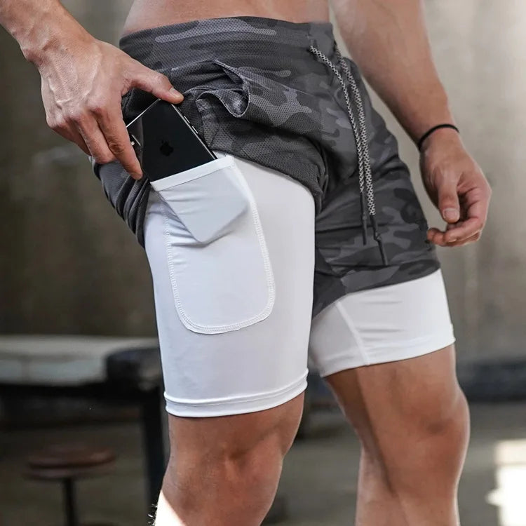 Men’s Camo 2-in-1 Quick-Dry Workout Shorts