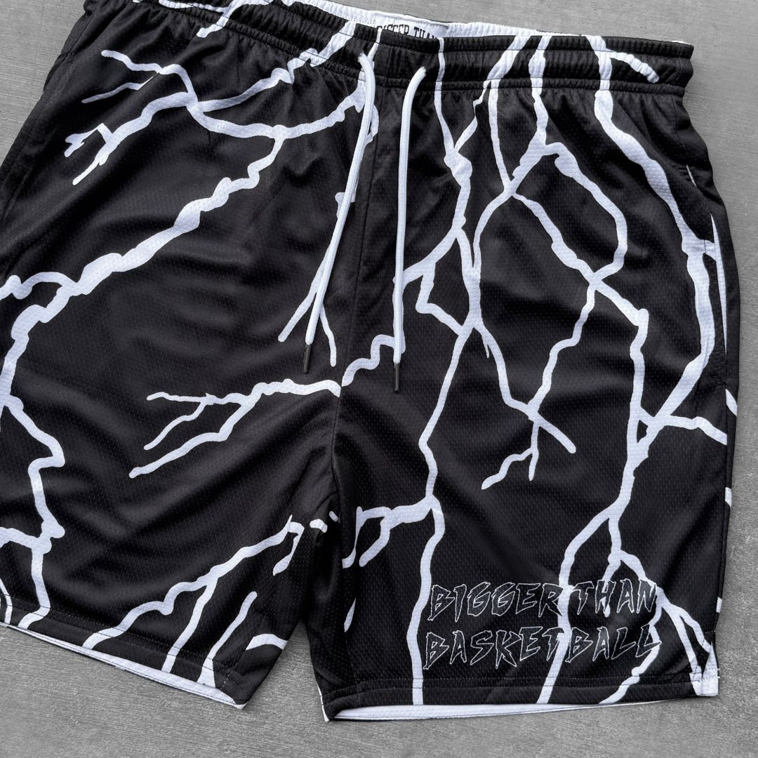 Lightning Strike Black Basketball Shorts