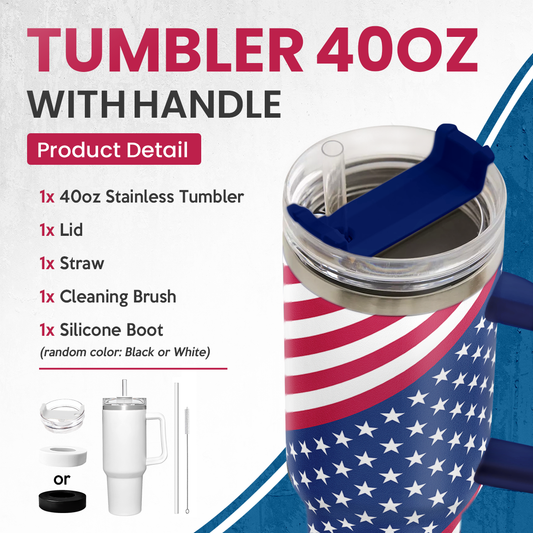 American Flag 40oz Insulated Tumbler with Handle