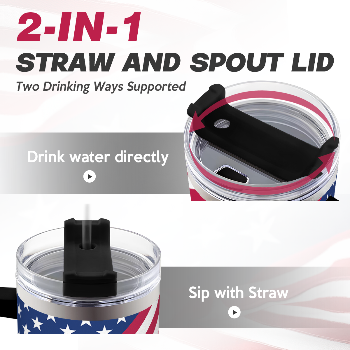 American Flag 40oz Insulated Tumbler with Handle