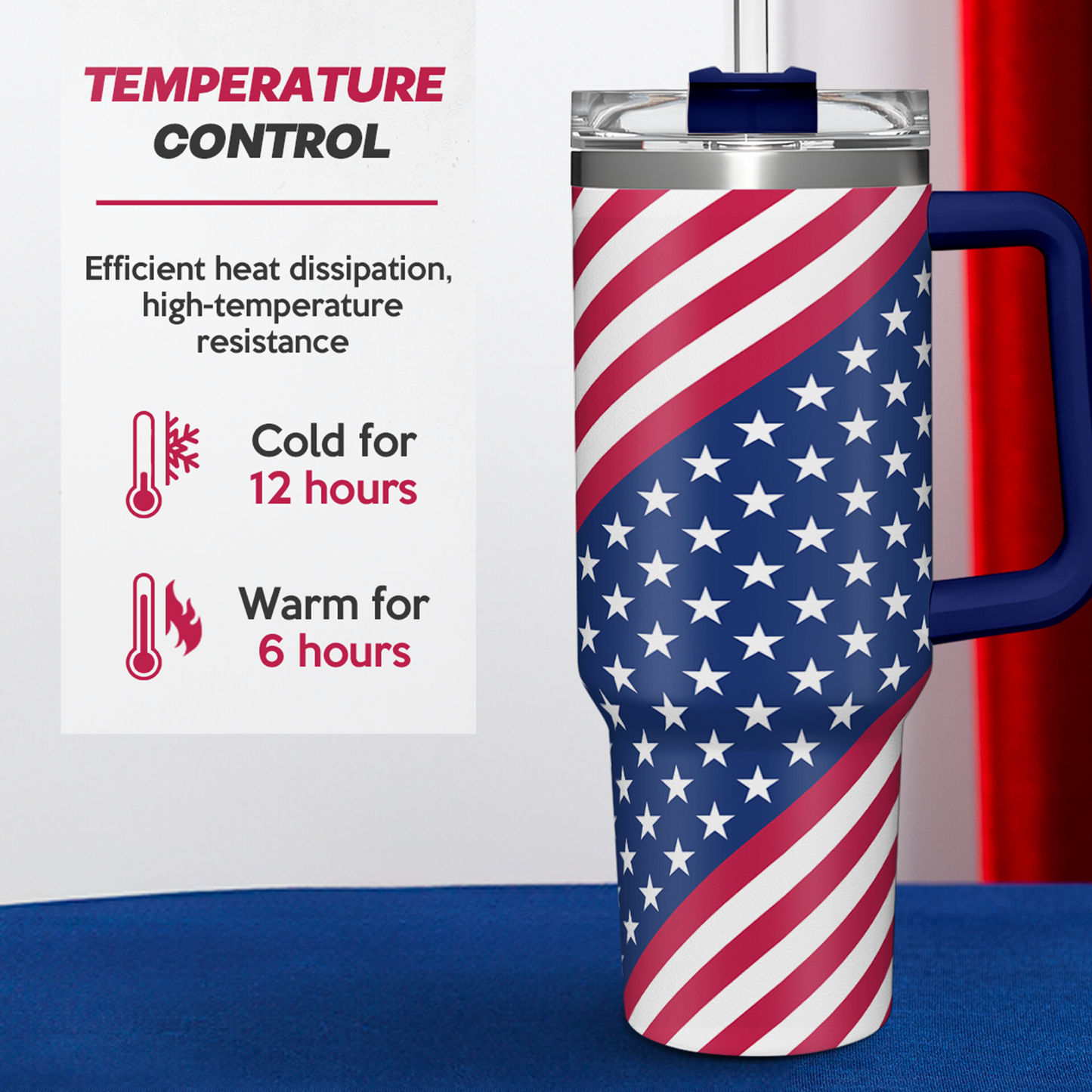 American Flag 40oz Insulated Tumbler with Handle