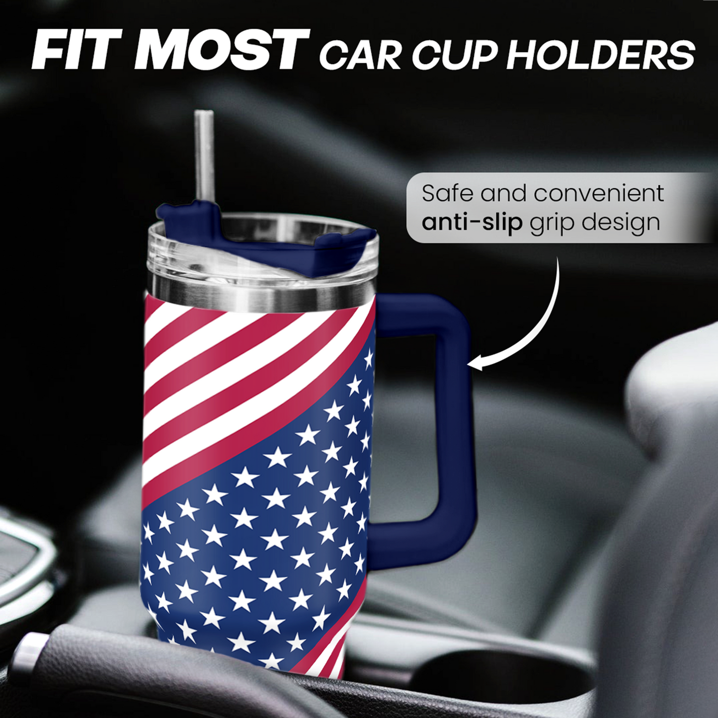 American Flag 40oz Insulated Tumbler with Handle