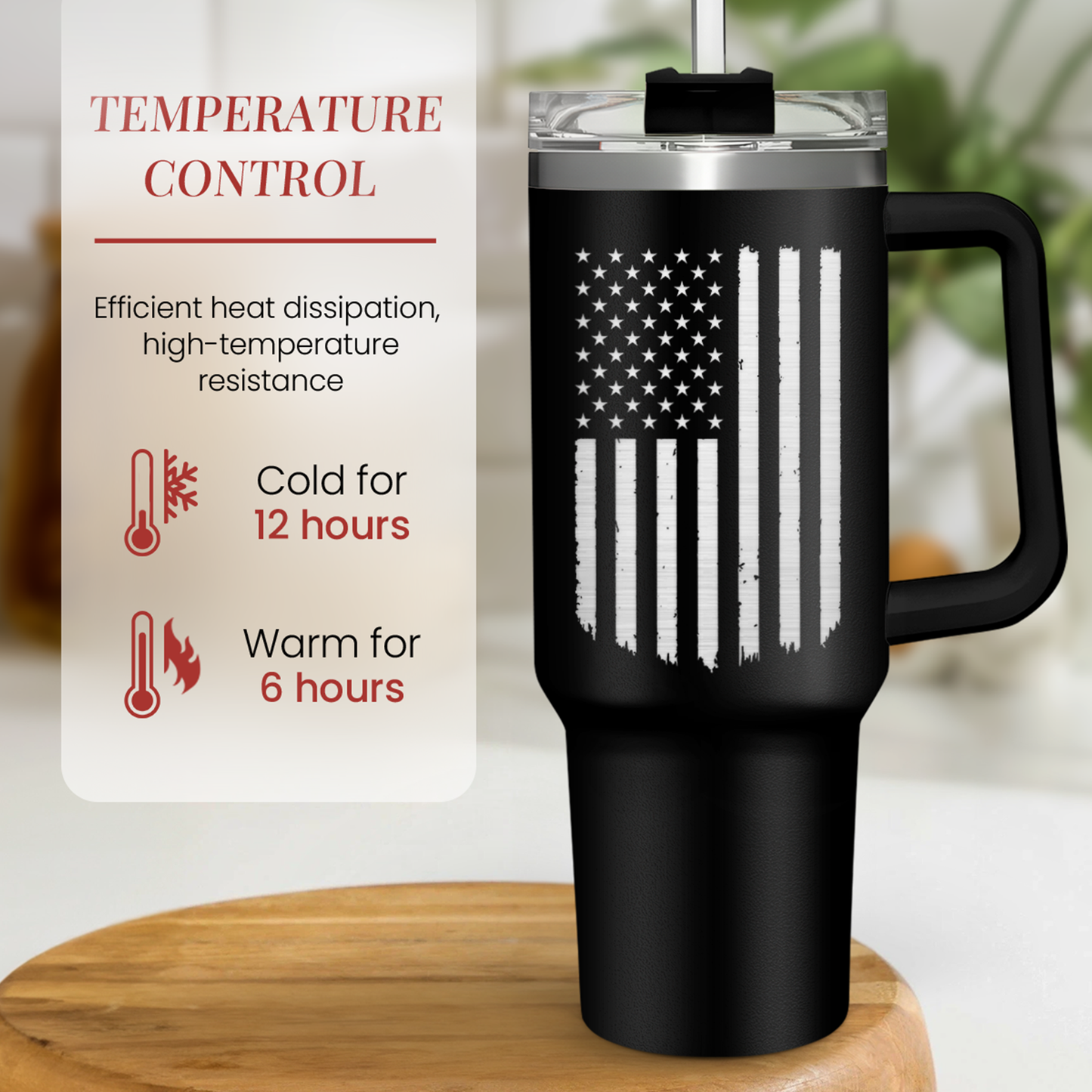 American Flag 40oz Insulated Tumbler with Handle
