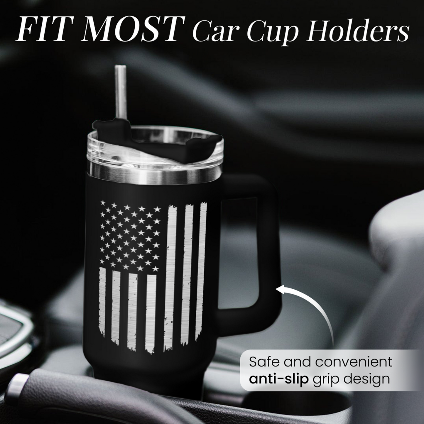 American Flag 40oz Insulated Tumbler with Handle