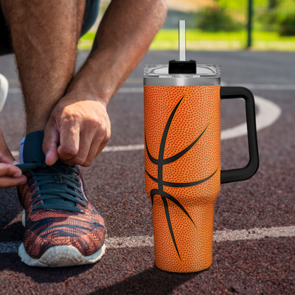 Basketball 40oz Stainless Steel Tumbler with Lid and Straw
