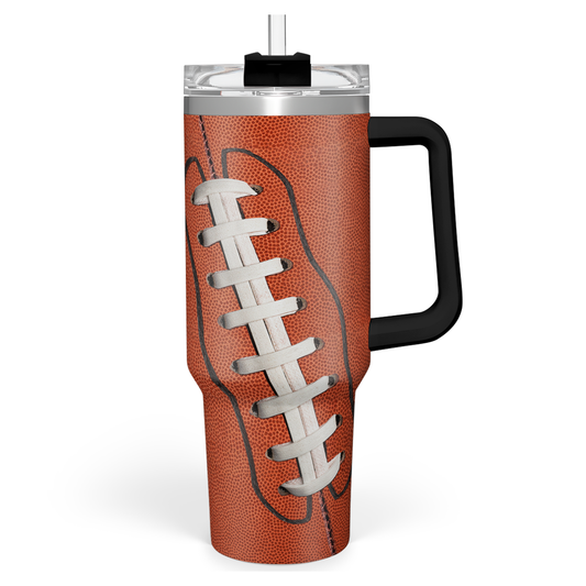 Football 40oz Stainless Steel Tumbler with Lid and Straw