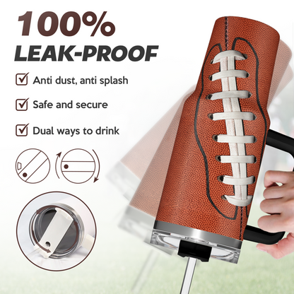 Football 40oz Stainless Steel Tumbler with Lid and Straw