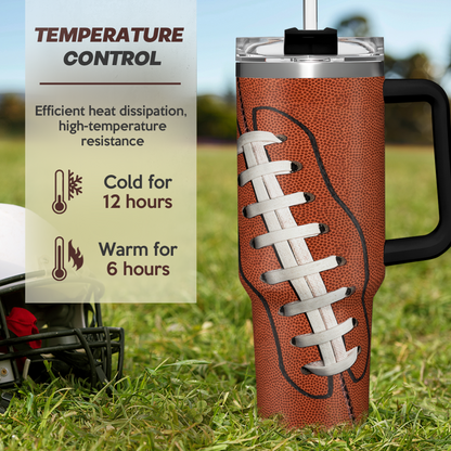 Football 40oz Stainless Steel Tumbler with Lid and Straw