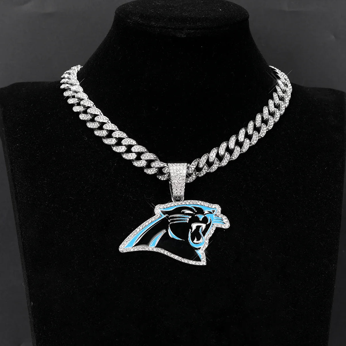 Football Fan Pendant Necklace with Cuban Chain