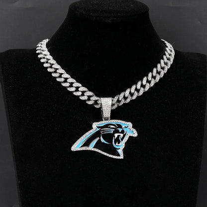 Football Fan Pendant Necklace with Cuban Chain