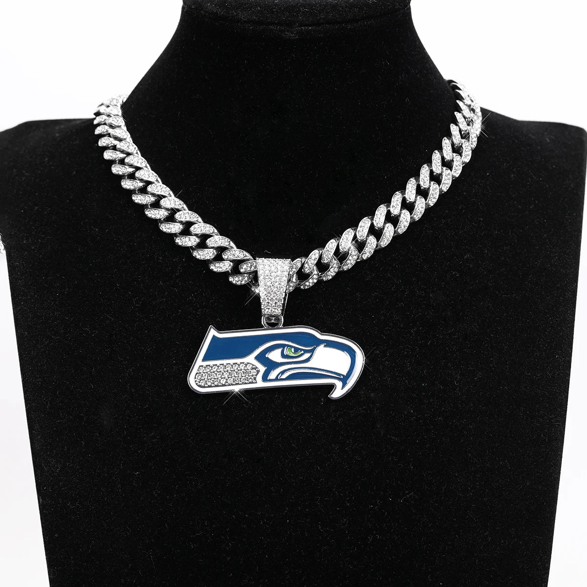 Football Fan Pendant Necklace with Cuban Chain