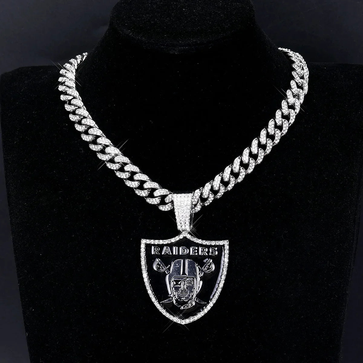 Football Fan Pendant Necklace with Cuban Chain
