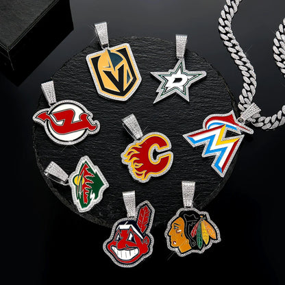 Football Fan Pendant Necklace with Cuban Chain