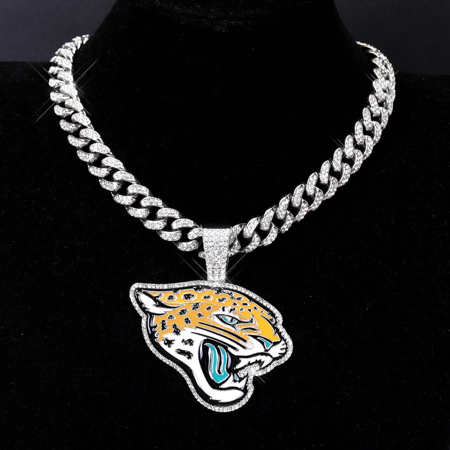 Football Fan Pendant Necklace with Cuban Chain