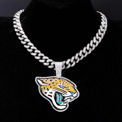 Football Fan Pendant Necklace with Cuban Chain