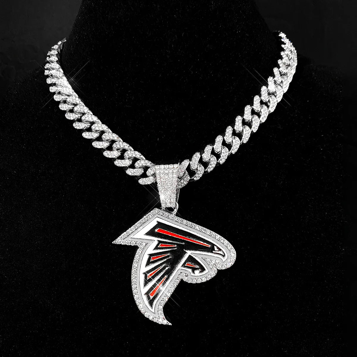Football Fan Pendant Necklace with Cuban Chain