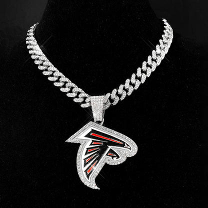 Football Fan Pendant Necklace with Cuban Chain
