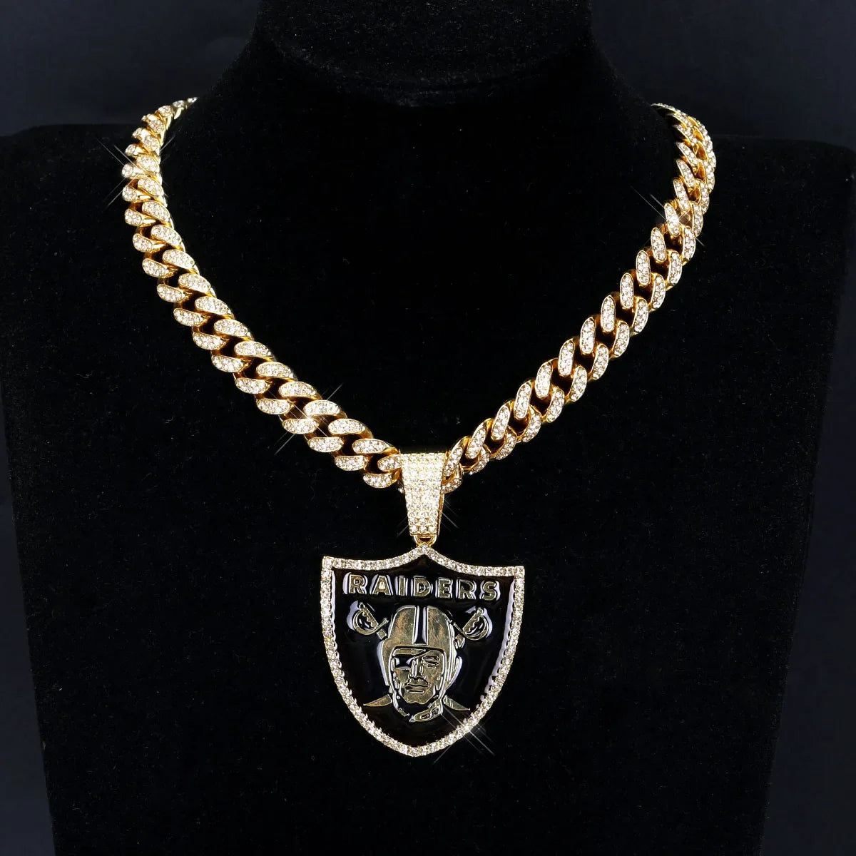 Football Fan Pendant Necklace with Cuban Chain