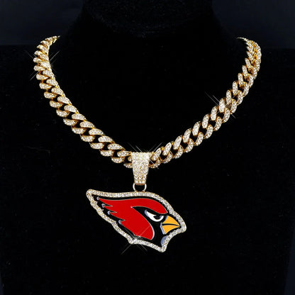 Football Fan Pendant Necklace with Cuban Chain