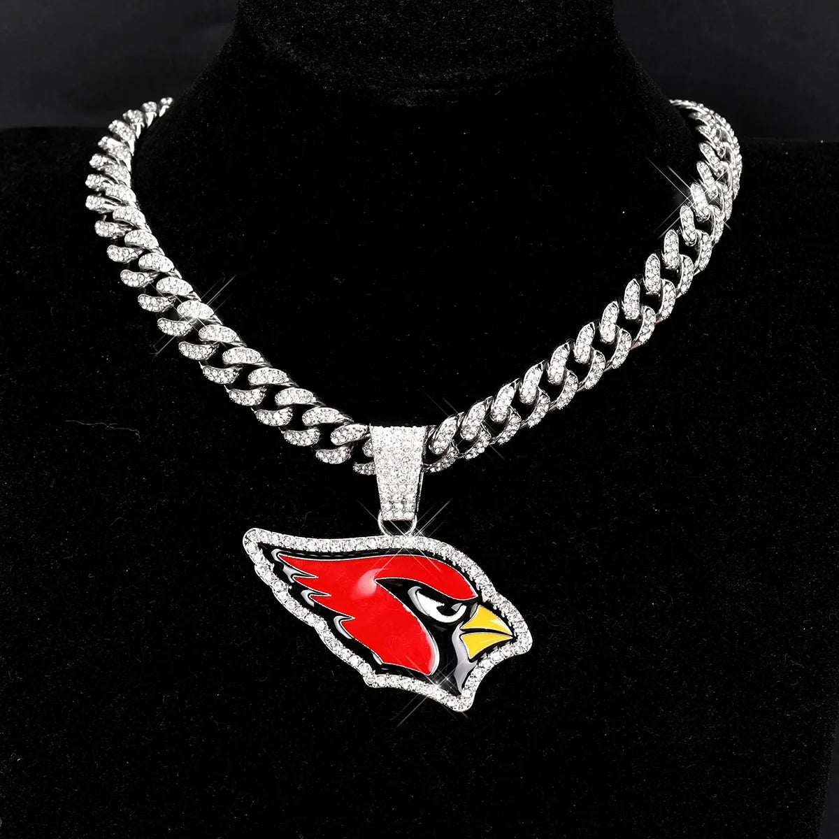 Football Fan Pendant Necklace with Cuban Chain