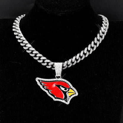 Football Fan Pendant Necklace with Cuban Chain