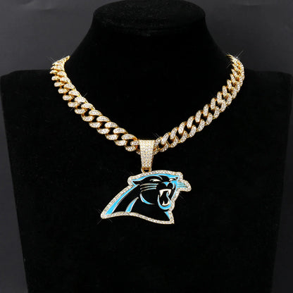 Football Fan Pendant Necklace with Cuban Chain