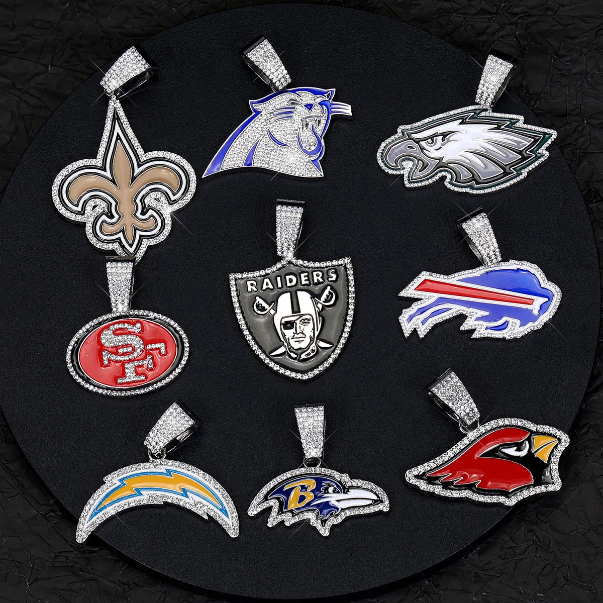 Football Fan Pendant Necklace with Cuban Chain