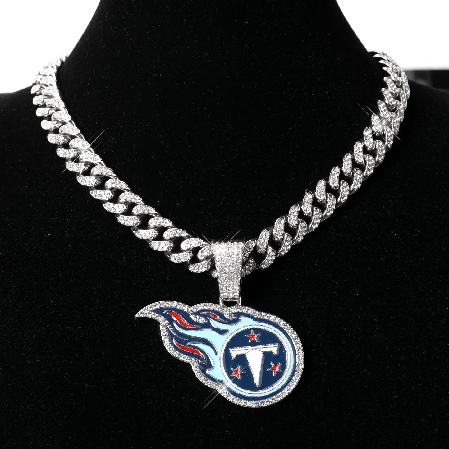 Football Fan Pendant Necklace with Cuban Chain