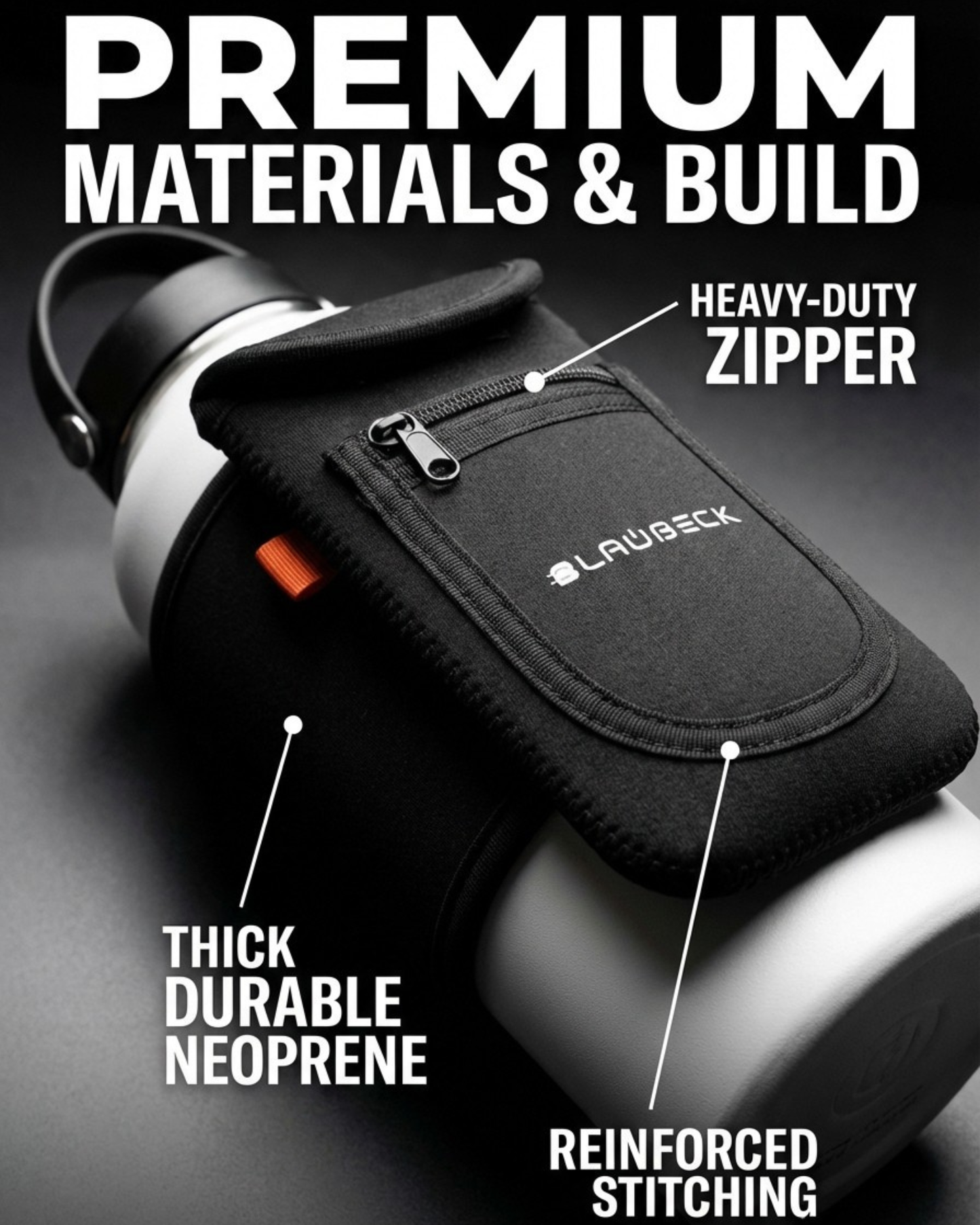 Magnetic Gym Water Bottle Sleeve with Phone Holder
