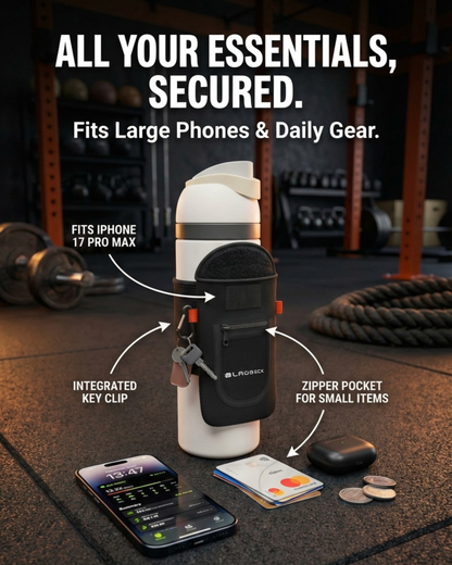 Magnetic Gym Water Bottle Sleeve with Phone Holder