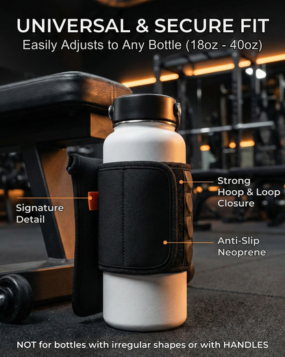 Magnetic Gym Water Bottle Sleeve with Phone Holder