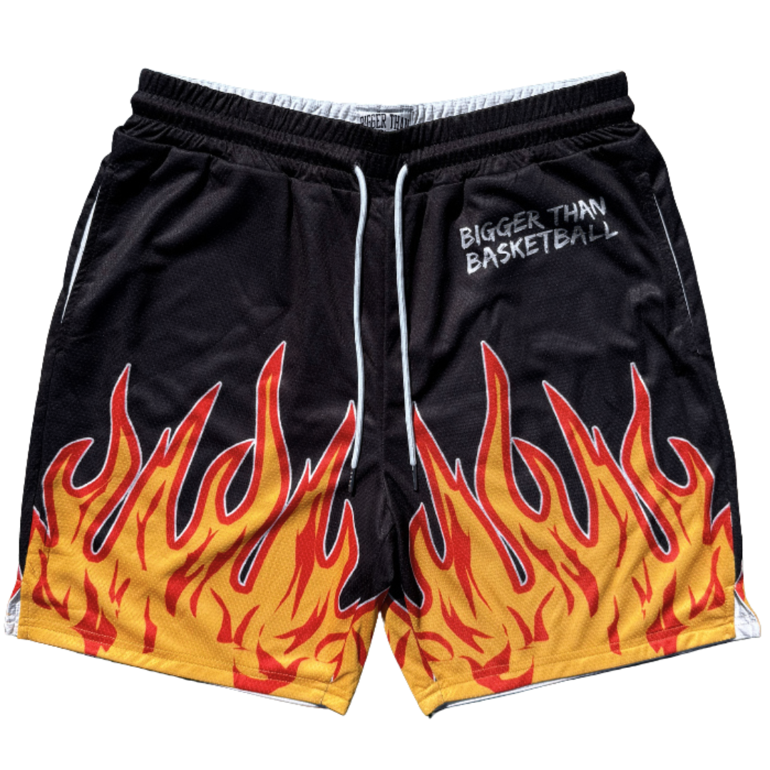 Flame Black Basketball Shorts