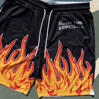 Flame Black Basketball Shorts