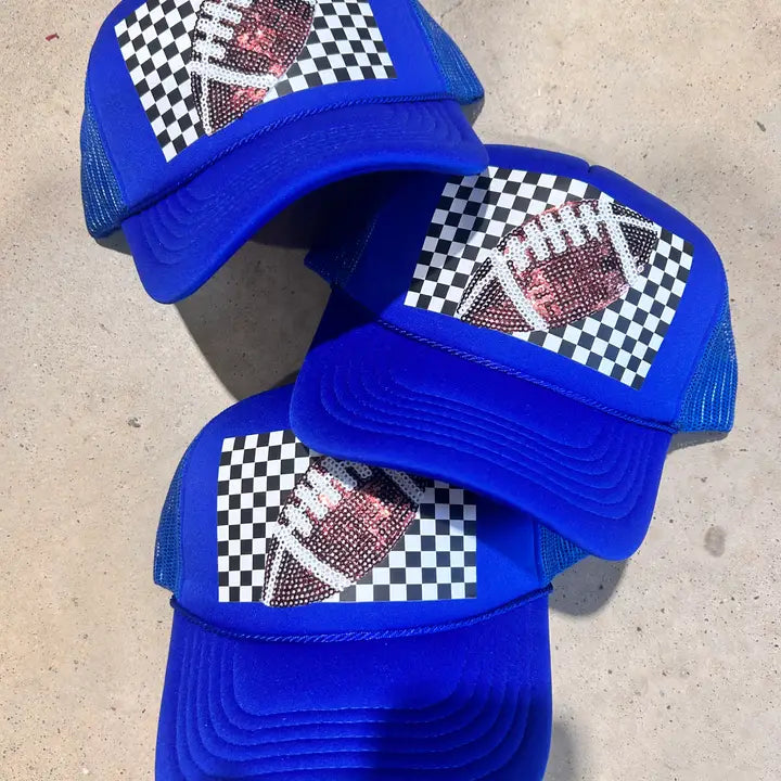 Retro Sequin Football Trucker Hat