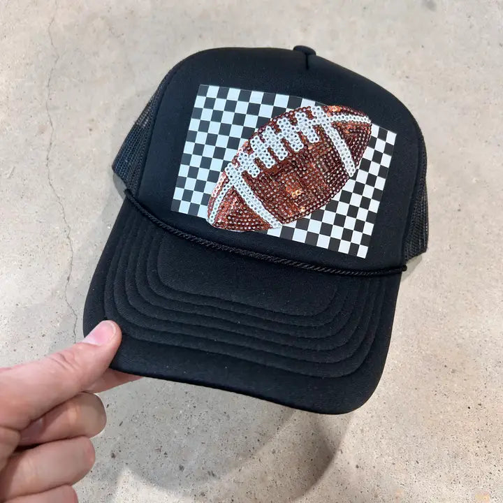 Retro Sequin Football Trucker Hat