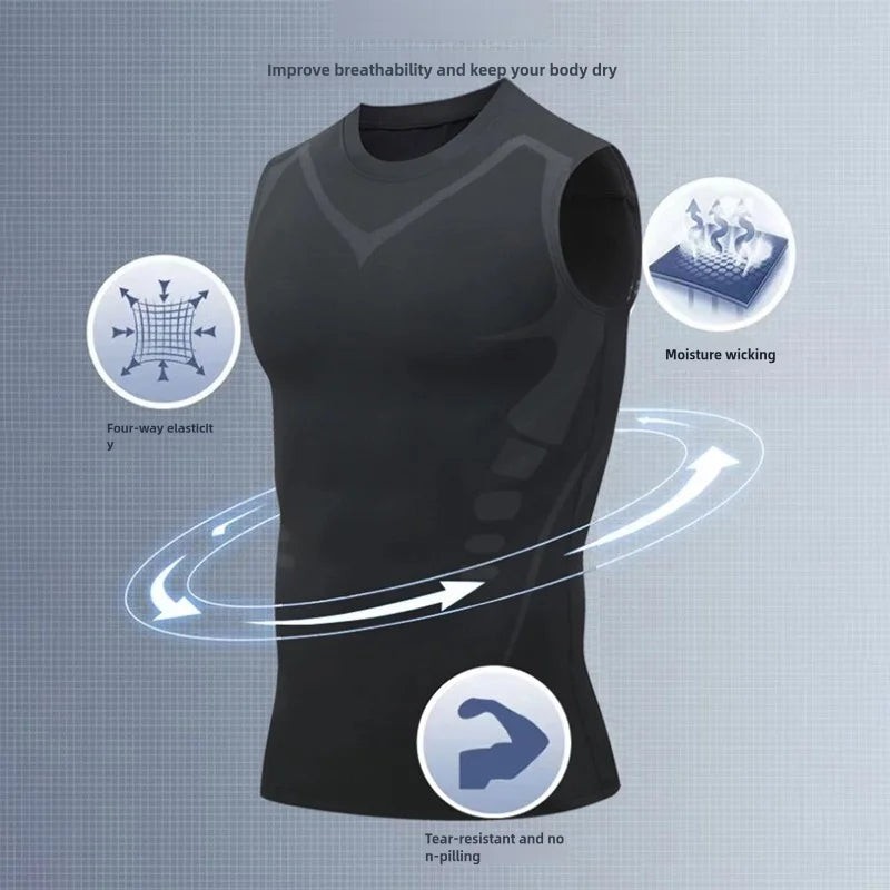 Men’s Sleeveless Compression Tank Top for Gym Training