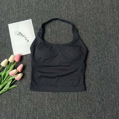 Women’s Open Back Halter Bralette with Removable Pads