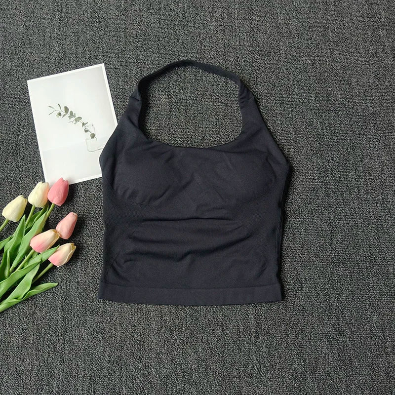 Women’s Open Back Halter Bralette with Removable Pads