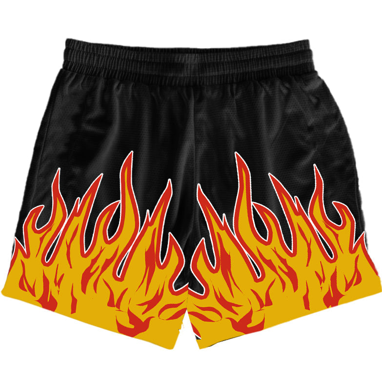 Flame Black Basketball Shorts