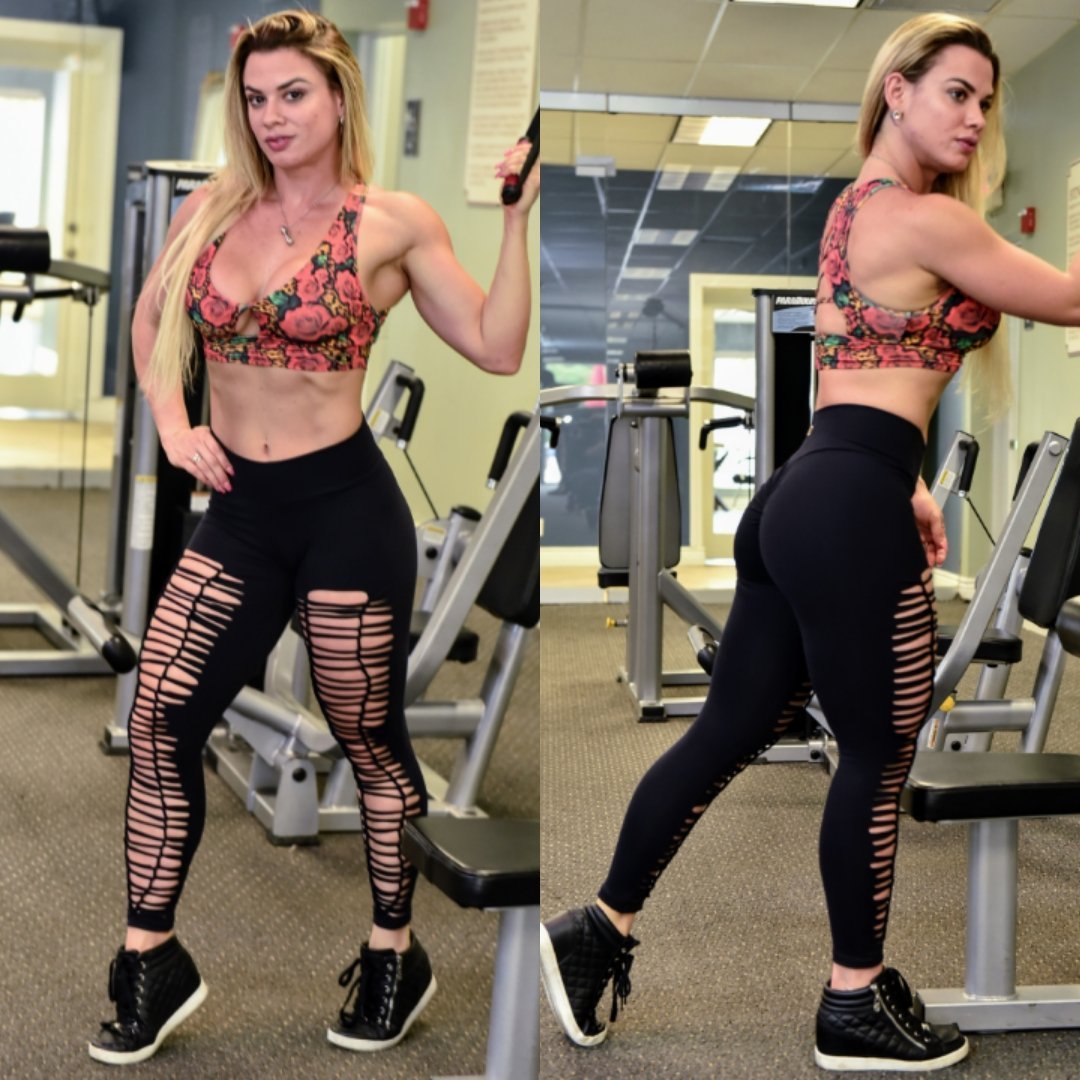 Black Ripped Scrunch Booty Workout Leggings