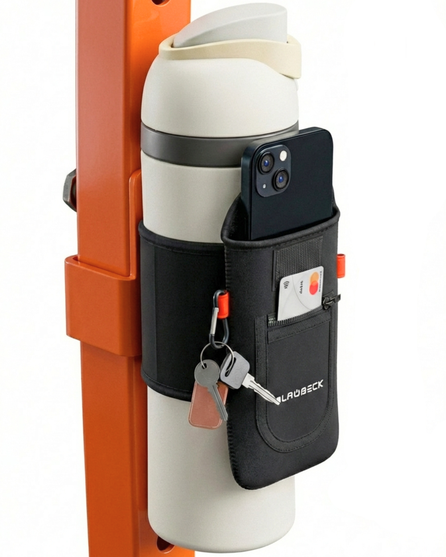 Magnetic Gym Water Bottle Sleeve with Phone Holder