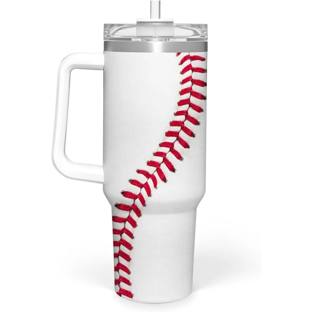 Baseball 40oz Stainless Steel Tumbler with Lid and Straw